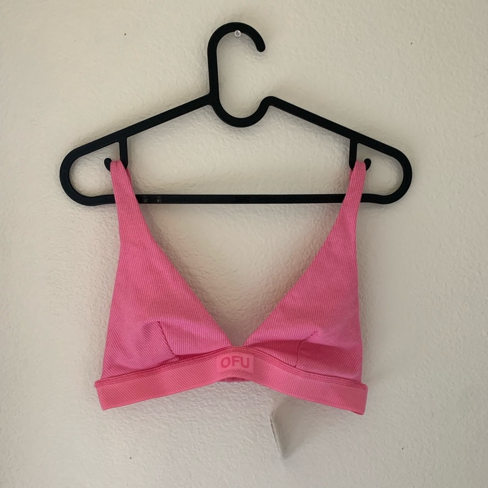 Urban Outfitters Out From Under Ribbed Cotton Plunge Bra (Pink)